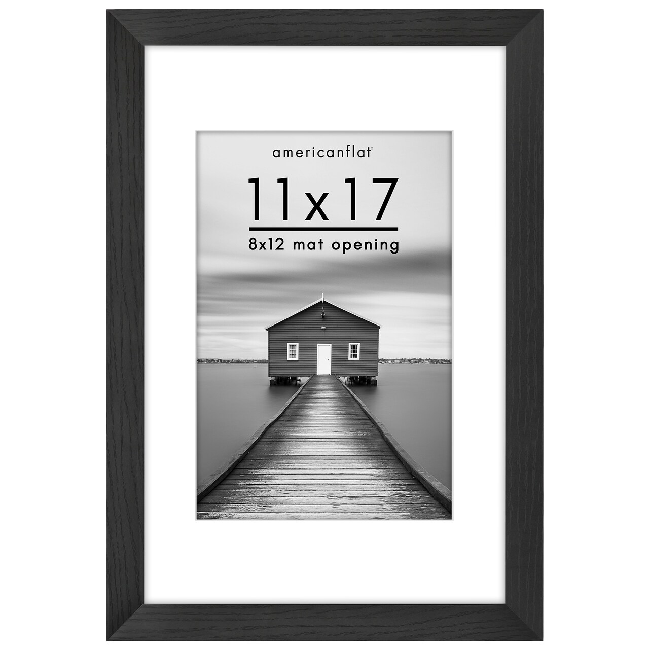 Americanflat Picture Frame with Wide Molding with Mat - Modern Wide Molding Photo Frame - Shatter Resistant Glass - Hanging Hardware - Includes Easel